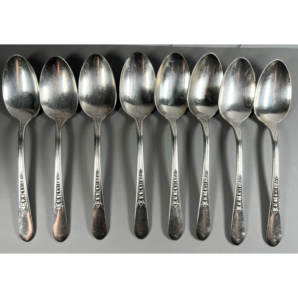 SILVERWARE Wm ROGERS PRISCILLA ~ LADY ANN ~ Lot of (8) TEASPOONS  6 1/8" ~ 1941